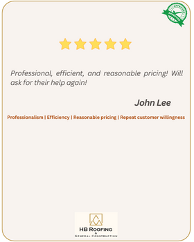 5-star review by  customer John Lee - Professional, efficient, and reasonable pricing! Will ask for their help again!-
