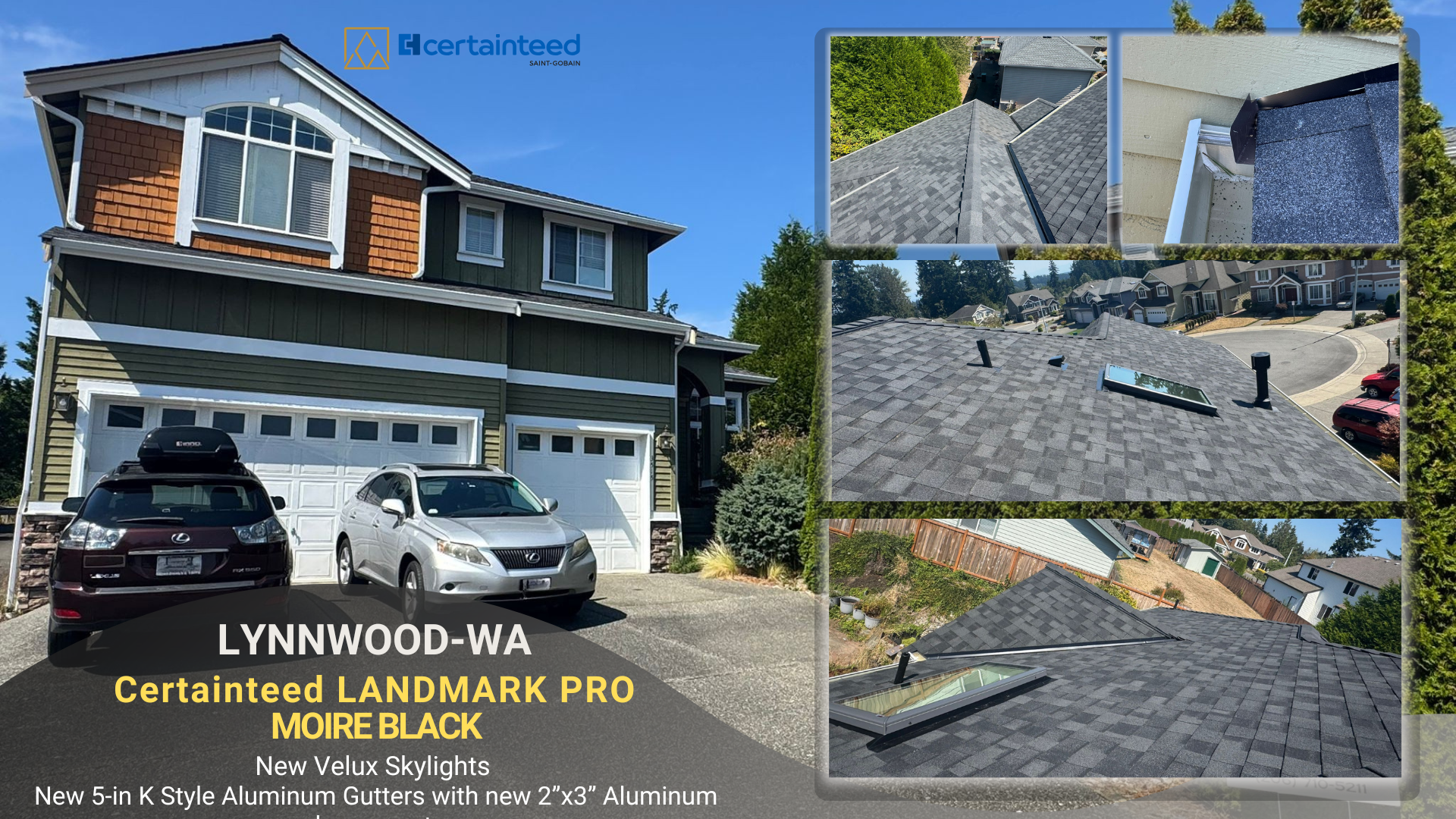 Roof replacement in Lynnwood, WA | Landmark PRO | Moire Black | Certainteed