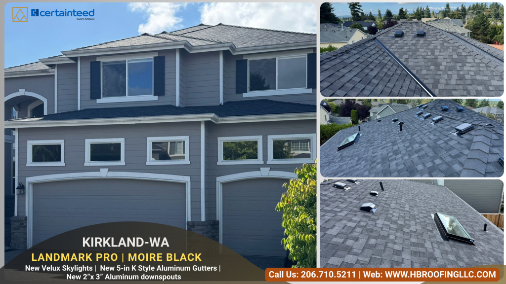 Roof replacement in Kirkland, WA | Landmark PRO | Moire Black | Certainteed