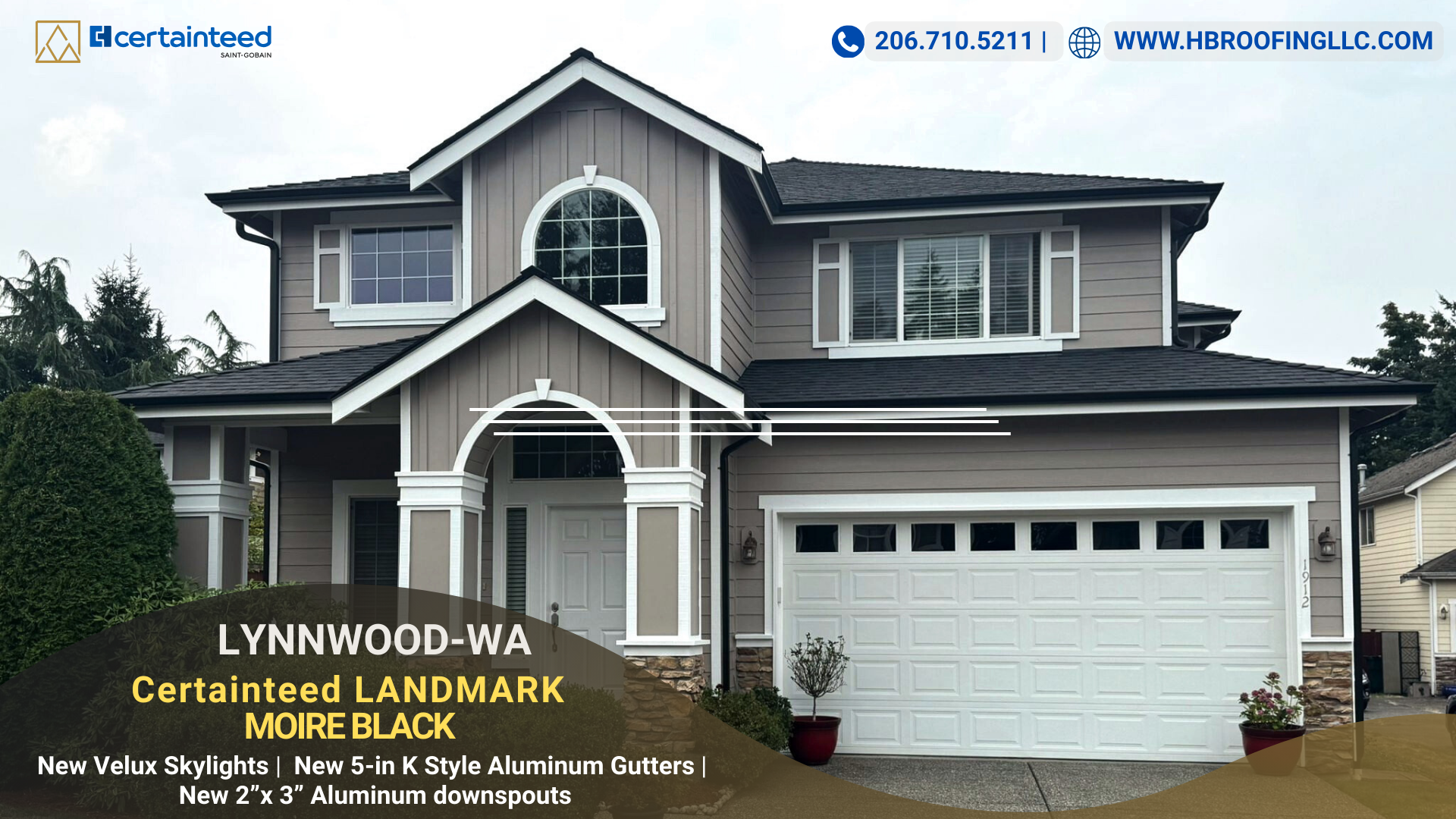 Roof replacement in Lynnwood, WA | Landmark AR | Moire Black | Certainteed